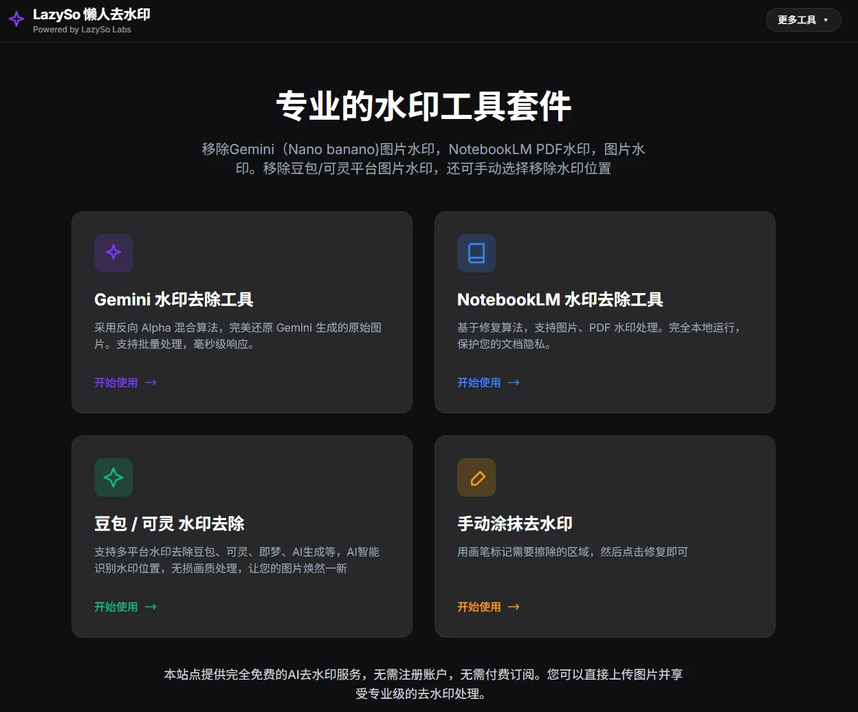 LazySo 懒人去水印 | 一键清除AI图片水印的神器